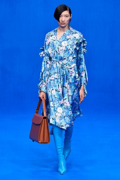 Blue Floral-printed dress Balenciaga - Vitkac GB