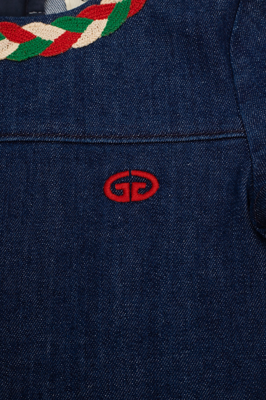 Interlocking G Crystal Embellished Denim Jacket in Blue - Gucci
