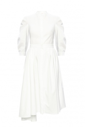 alexander mcqueen white pleated dress