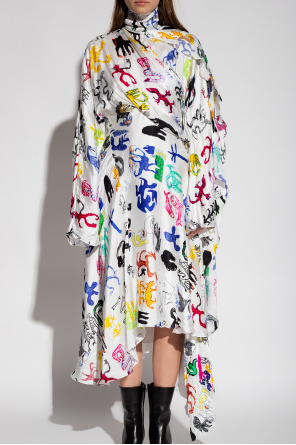 Balenciaga Printed asymmetrical dress
