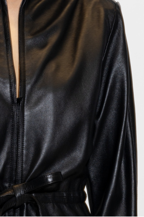 Saint Laurent Leather dress with stand collar