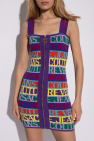 Versace Jeans Couture Plus Knitted Rib High Neck Stripe Swing Dress