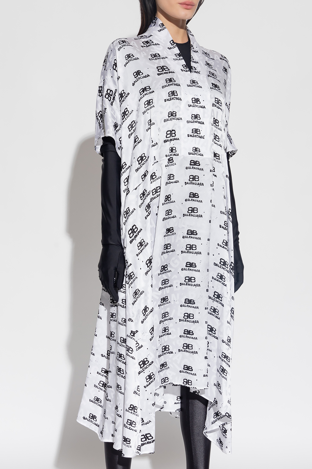 New Scribble Jacquard Silk Midi Dress in Silver  Balenciaga  Mytheresa