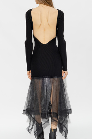 Alexander McQueen Prążkowana sukienka z tiulowym dołem