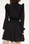 chrissy teigen black dress clear heels ellen degeneres Dress with standing collar