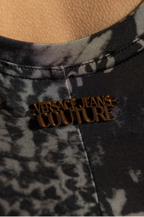 logo-print camouflage shirt jacket Sleeveless dress
