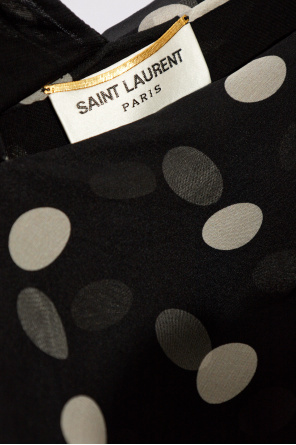 Saint Laurent Jedwabna sukienka z wzorem w kropki