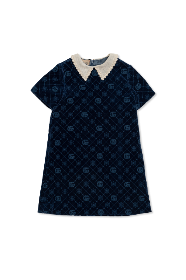 Gucci Kids Velvet dress with GG pattern