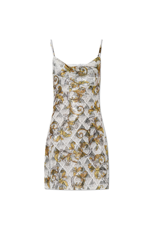Versace Jeans Couture Cekinowa sukienka ze wzorem `barocco`