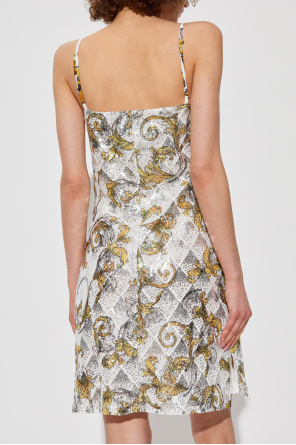 Versace Jeans Couture Cekinowa sukienka ze wzorem `barocco`
