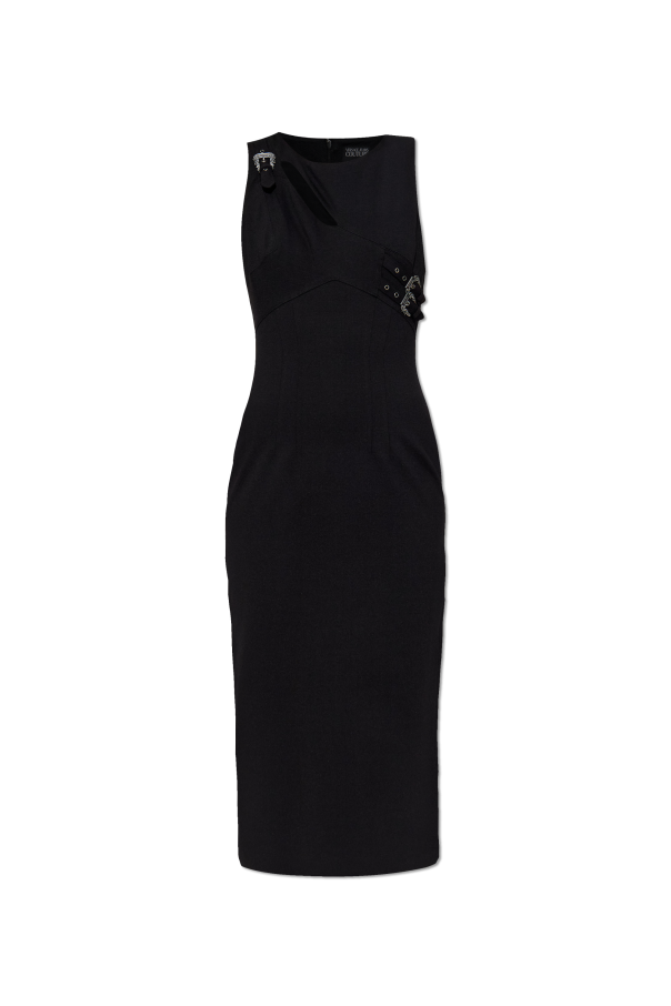 Dress with decorative applique and slit od Versace Jeans Couture