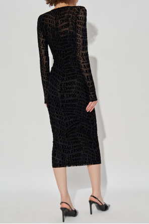 Versace Jeans Couture Vestido con monograma y acabado aterciopelado