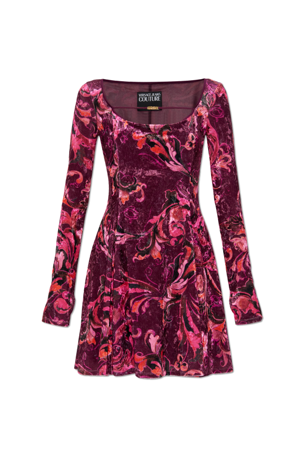 Velvet dress with long sleeves od Versace Jeans Couture