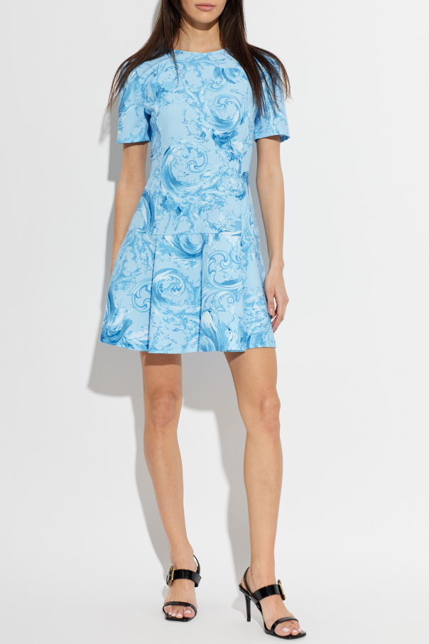 blue versace dress Paula Hian Short Sleeve Matelass Bodycon Dress