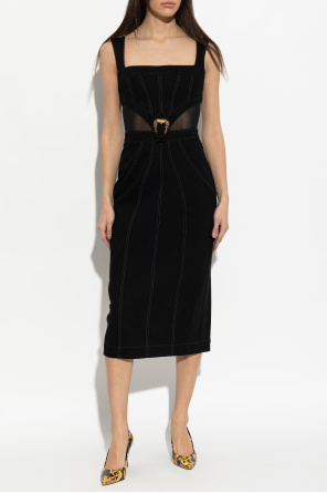 Versace Jeans Couture Vestido vaquero con inserciones transparentes en la cintura