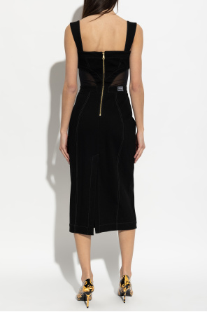 Versace Jeans Couture Vestido vaquero con inserciones transparentes en la cintura