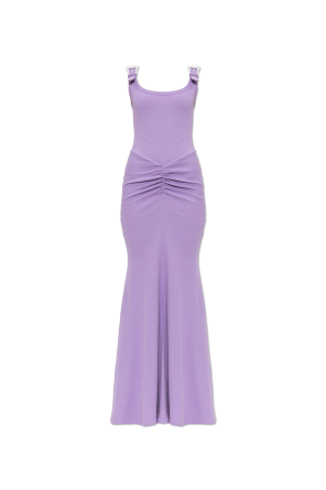 Vestido largo con hebillas decorativas en los tirantes