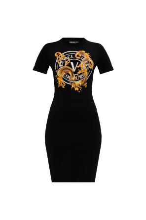 Dress with print and shimmering sequins