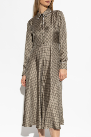 Gucci Vestido de seda con cinturón en la cintura