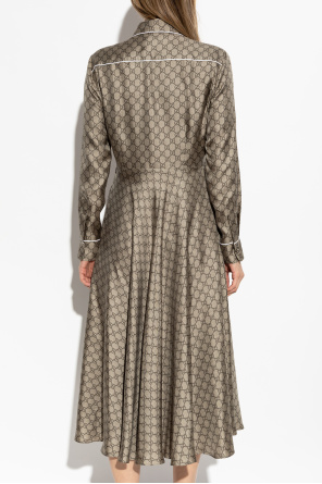 Gucci Vestido de seda con cinturón en la cintura