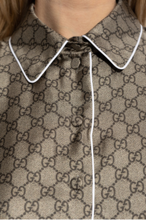 Gucci Vestido de seda con cinturón en la cintura