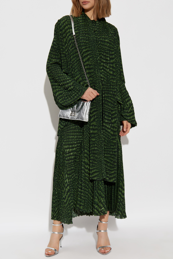 Balenciaga Pleated Dress with Animal Print