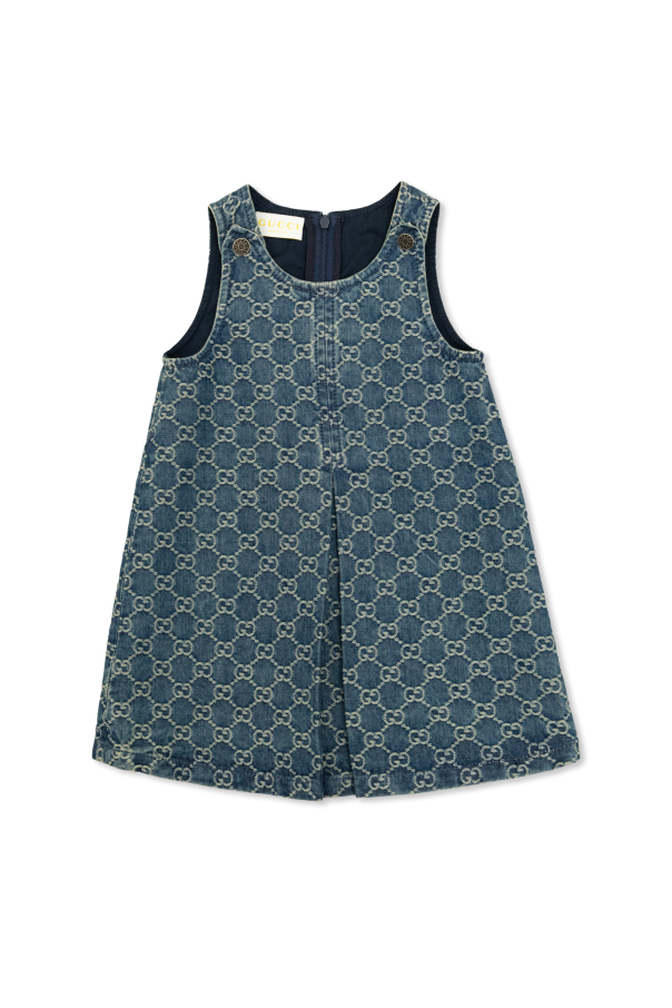 Denim dress with 'GG' pattern od Gucci Kids