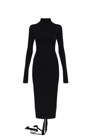 Dress with stand-up collar
