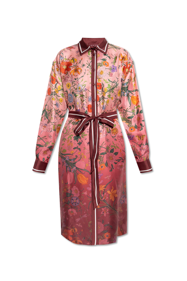 Silk dress with floral motif od Gucci
