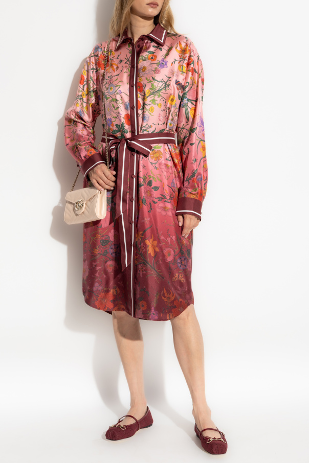 Gucci Vestido de seda con estampado floral