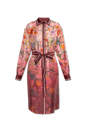 Silk dress with floral motif