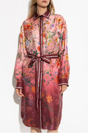 Gucci Vestido de seda con estampado floral