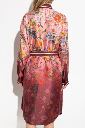 Gucci Vestido de seda con estampado floral