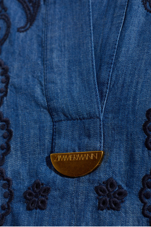 Zimmermann Jeansowa sukienka z haftem