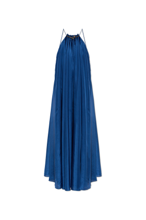 Silk dress with appliqués