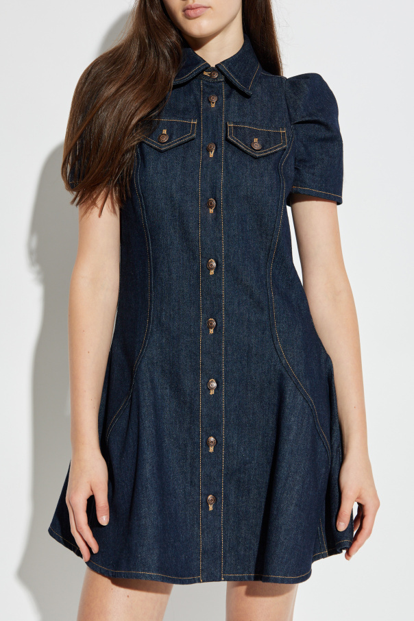navy blue midi dress button up Misty Wrap Midi Dress - Navy