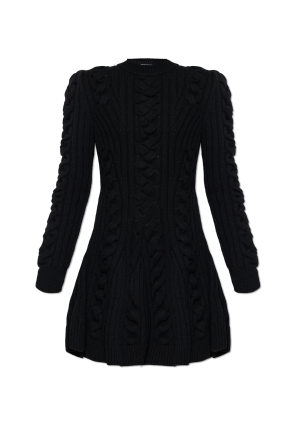 Wool dress with decorative knit