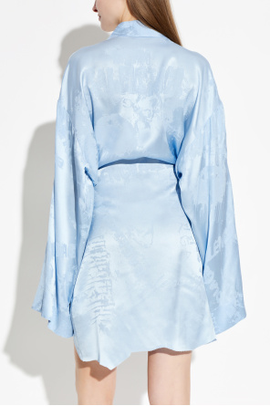 Balenciaga Vestido de seda con cinturón