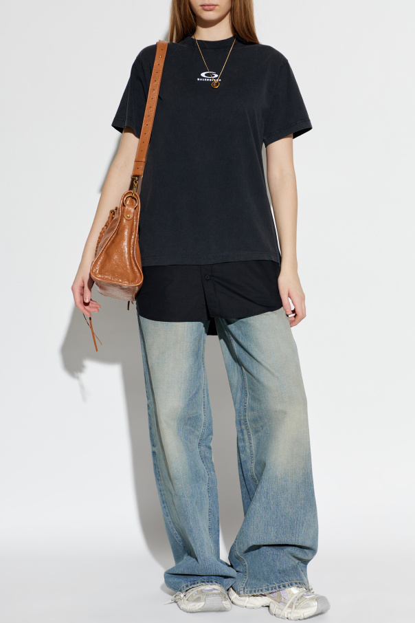 Balenciaga Camiseta de materiales combinados