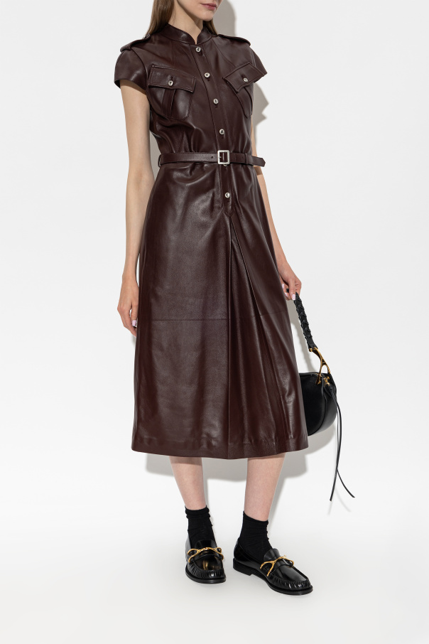 Alexander McQueen Кожена рокля с колан