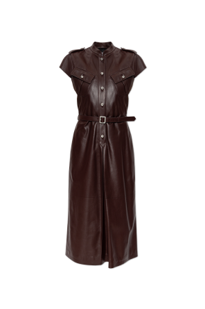 Leather dress with belt