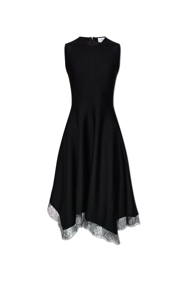Black Asymmetrical dress with lace trim Alexander McQueen - Vitkac Australia