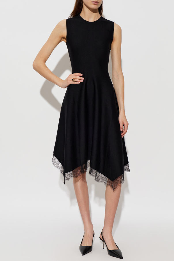 Alexander McQueen Asymmetrical dress with lace trim