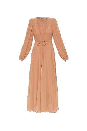Dress with lace insert at the neckline