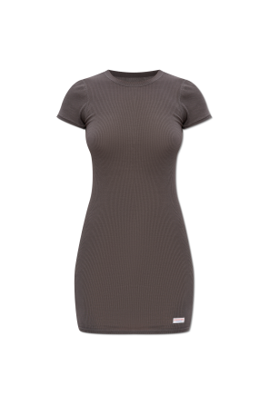 Vestido lencero acanalado con mangas cortas