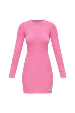 Ribbed slip dress with long sleeves