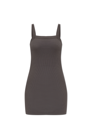 Ribbed slip dress with spaghetti straps