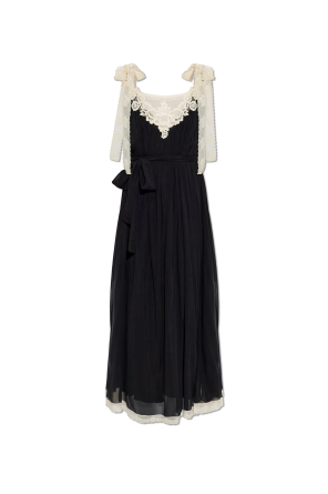Dress with lace inserts