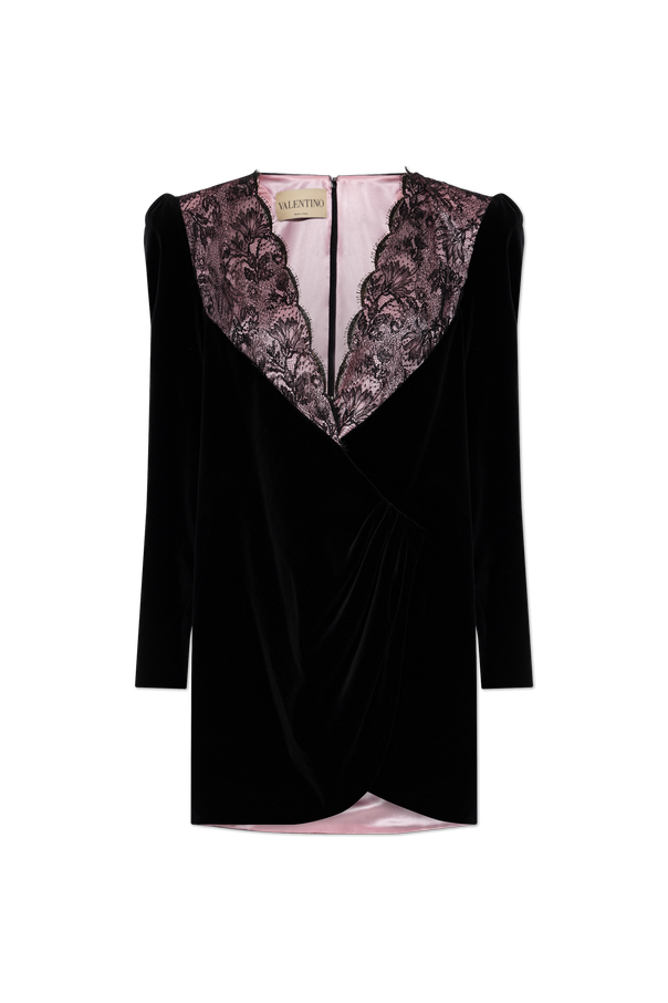Velvet dress with lace trim od Valentino Garavani