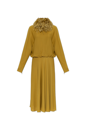 Silk dress with ostrich feathers